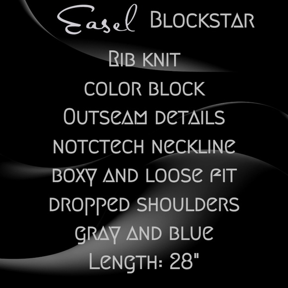 EASEL "Block Star" Rib Knit Color Block Out-Seam & Raw Details Tunic Length Top - Picture 12 of 12